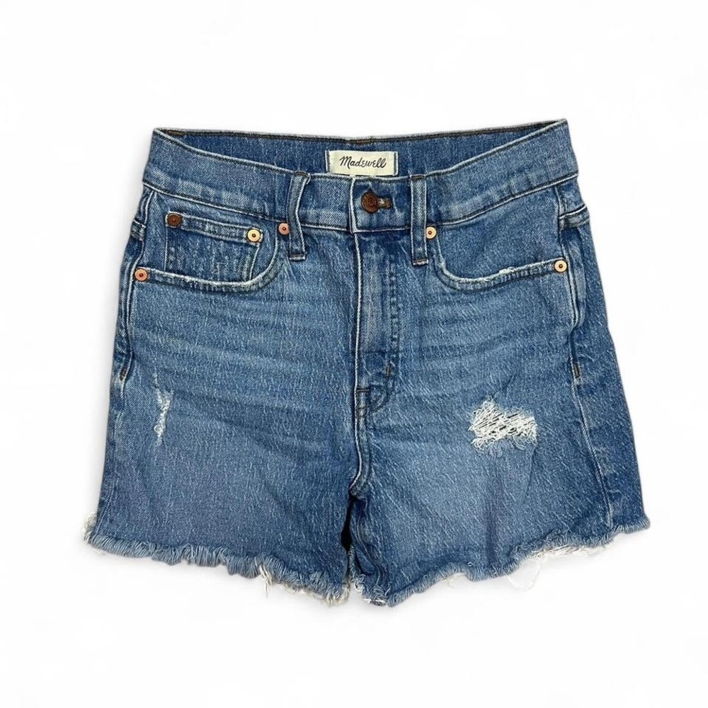 Madewell‎ High Rise Denim Shorts Women's Size 25 Raw Hem Medium Wash